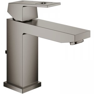 Смеситель для раковины GROHE Eurocube с донным клапаном, темный графит матовый (23445AL0)