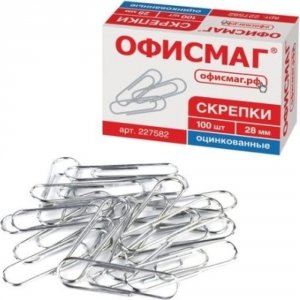 Оцинкованные скрепки ОФИСМАГ 227582 (Скрепки)