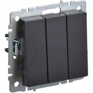 Трехклавишный выключатель Iek Brite ВС10-3-0-БрЧ (BR-V30-0-10-K02)