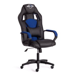Кресло TetChair Кресло DRIVER (22) кож/зам/ткань, черный/синий, 36-6/TW-10 (19300)