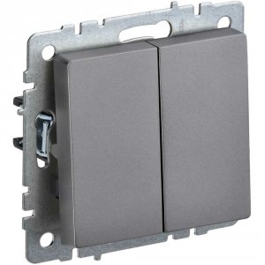 Двухклавишный выключатель Iek Brite ВС10-2-0-БрС (BR-V20-0-10-K46)
