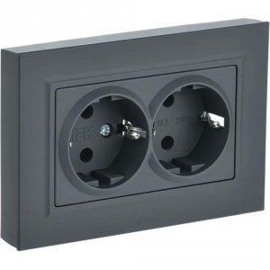 Двухместная розетка Iek Brite рсш12-3-брг (BR-R24-16-K53-F)