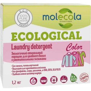 Экологичный концентрированный стиральный порошок для стирки цветного белья Molecola Экологичный стиральный порошок для цветного белья и одежды (9073)