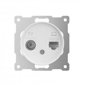 Двойная розетка OneKeyElectro Розетка двойная антенна/компьютер TV/RJ45 кат.5e, цвет белый (серия Florence) (7700245)