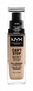 Тональные средства NYX PROFESSIONAL MAKEUP Тональная основа с плотным покрытием. CAN'T STOP WON'T STOP FULL COVERAGE FOUNDATION (NXP915500)