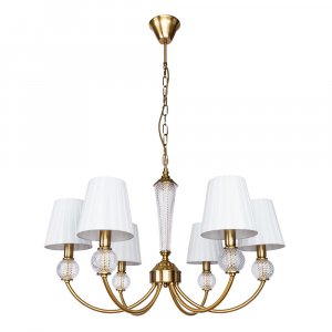 Люстра Arte Lamp Gracie A7301LM-6PB Белая Полированная медь