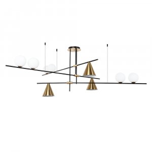 Люстра Arte Lamp Jacob A7029PL-9BK Полированная медь Белая Черная