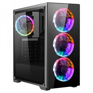 Корпус Ginzzu SL600 боковое окно, 4 LED вент.