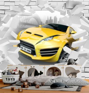 Фотообои Dekor Vinil Желтая машина с эффектом 3d (7775dv)