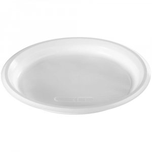 Одноразовые тарелки OfficeClean в наборе 100 шт, полипропилен, белые, бессекционные, 22 см (307579)