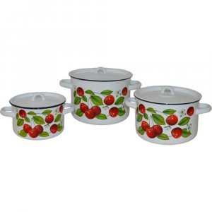 Эмалированный набор посуды Стальэмаль 33 Вишня ягоды (ТП16631)