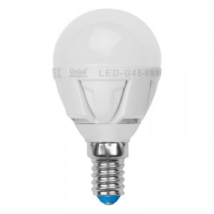 Лампа светодиодная Uniel Led-g45-6w/nw/e14/fr alp01wh 10шт (LED-G45-6W/NW/E14/FR ALP01WH п)