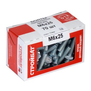 Оцинкованные болты СТРОЙБАТ М6х25 DIN933 (70 шт.) (2630016/005481)