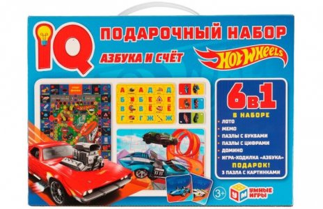 Настольные игры Умные игры IQ-подарочный набор 6в1 Азбука и счёт Hot Wheels (4680107928030)