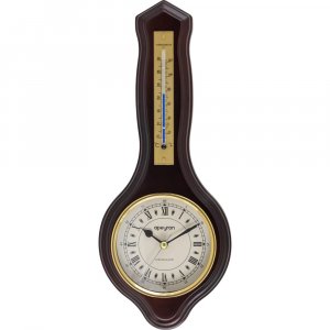 Настенные бесшумные часы Apeyron термометр, темное дерево массив гевеи, размер 33.5x13.6 см (WD2207-983-1)
