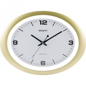 Овальные настенные бесшумные часы Apeyron baton, цвет матовое золото, пластик, размер 40x30 см (PL2207-032-1)