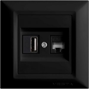 Розетка для USB + сетевого кабеля LAN Vesta Electric Roma (FRZ00050205CMT)