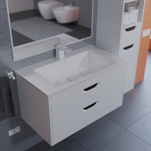 Прямоугольная полувстраиваемая раковина для ванной Uperwood Modul_80 см (2911020340)