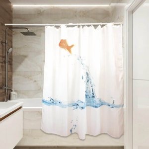 Тканевая штора для ванной Сантис pe-303 (золотая рыбка) 90 gsm luxe 180x180 см (30097)