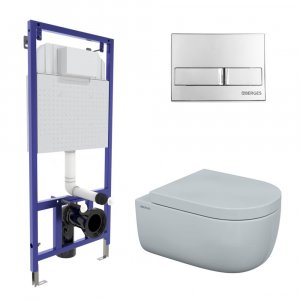 Комплект унитаза с инсталляцией Berges Wasserhaus Ego XL 043233 с сиденьем Микролифт и клавишей смыва Хром