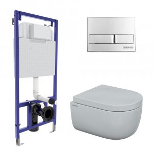 Комплект унитаза с инсталляцией Berges Wasserhaus Ego Rimless 043231 с сиденьем Микролифт и клавишей смыва Хром