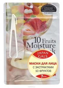 Тканевая маска Japan Gals Набор масок с экстрактами 10 фруктов Pure 5 Essential 7 шт. (09762, 80051)