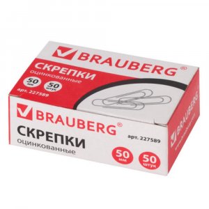 Большие оцинкованные скрепки BRAUBERG 227589