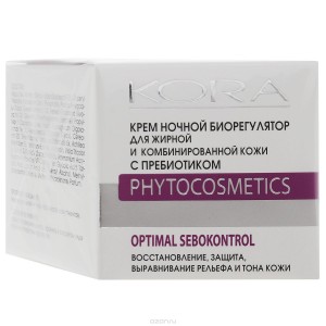 Ночной уход KORA Крем ночной биорегулятор для комбинированной жирной кожи с пребиотиком (Объем 50 мл) (8291)