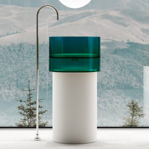 Раковина Abber Kristall 45 AT2701White-Aquamarin-H Белая Бирюзовая