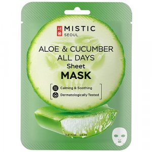 Маска для лица MISTIC Тканевая маска для лица с экстрактами огурца и алоэ Aloe & Cucumber All Days Sheet Mask (MSC000013)