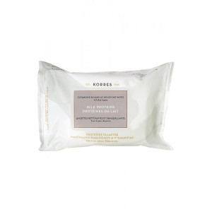Влажные салфетки Korres Milk Proteins Cleansing And Make Up Removing Wipes For All Skin Types (Объем 25 шт) (5203069046179)