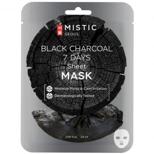 Маска для лица MISTIC Тканевая маска для лица с древесным углём Black Charcoal 7 Days Sheet Mask (MSC000003)