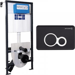 Инсталляция Bettoserb Sava Fix Slim SET40006461 для унитаза с Черной матовой Хром глянец клавишей смыва