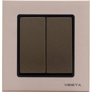 Двухклавишный выключатель Vesta Electric Exclusive Champagne Metallic (FVK050204BSH)