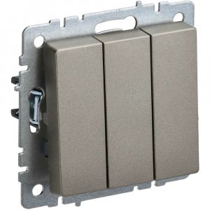 Трехклавишный выключатель Iek Brite вс10-3-0-брш (BR-V30-0-10-K37)