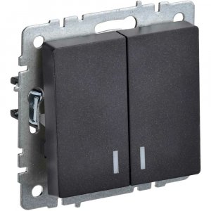 Двухклавишный выключатель Iek Brite вс10-2-1-брч (BR-V20-1-10-K02)