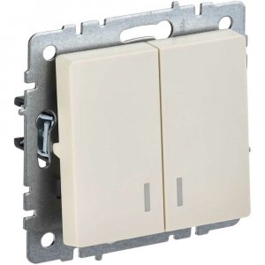 Двухклавишный выключатель Iek Brite вс10-2-1-бркр (BR-V20-1-10-K10)