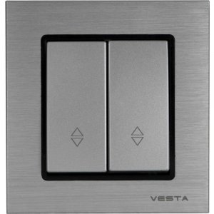 Реверсивный двухклавишный выключатель Vesta Electric Exclusive Silver Metallic (FVK050307SER)