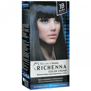 Перманентное окрашивание Richenna Color Cream 1B (Цвет 1B Blue Black variant_hex_name 000008) (9203)