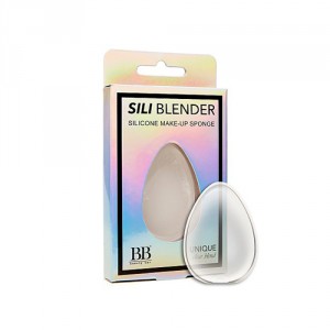 Бежевый спонж для нанесения макияж Beauty Bar Sili Blender Silicon Make Up Sponge Transparent (8868)