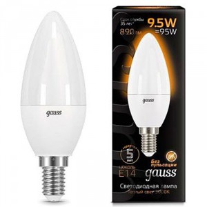 Лампочка Gauss Black Candle E14 9.5W 220V желтый свет (103101110)