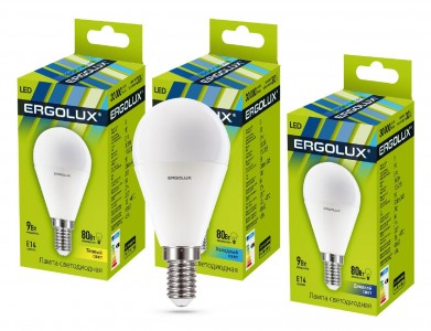 Лампочка Ergolux LED-G45-9W-E14-3K (13173)