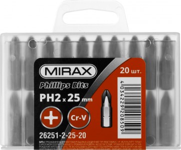Бита Mirax Ph2 c 1/4'' длина 25мм 20шт (26251-2-25-20)