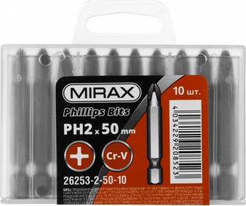 Бита Mirax Ph2 e 1/4'' длина 50мм 10шт (26253-2-50-10)